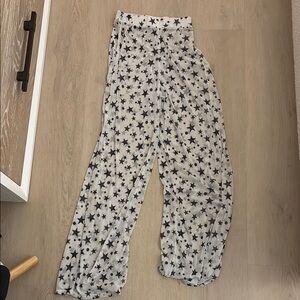 Nasty Gal Star Print Swim Coverup Pants - Black and White mesh